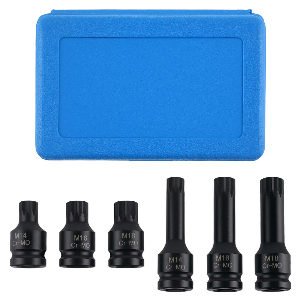 Neu 1/2 Zoll Spline-Bit-Set kompatibel für VW Golf Sharan Transporter M14 M16 M18 6-teilig