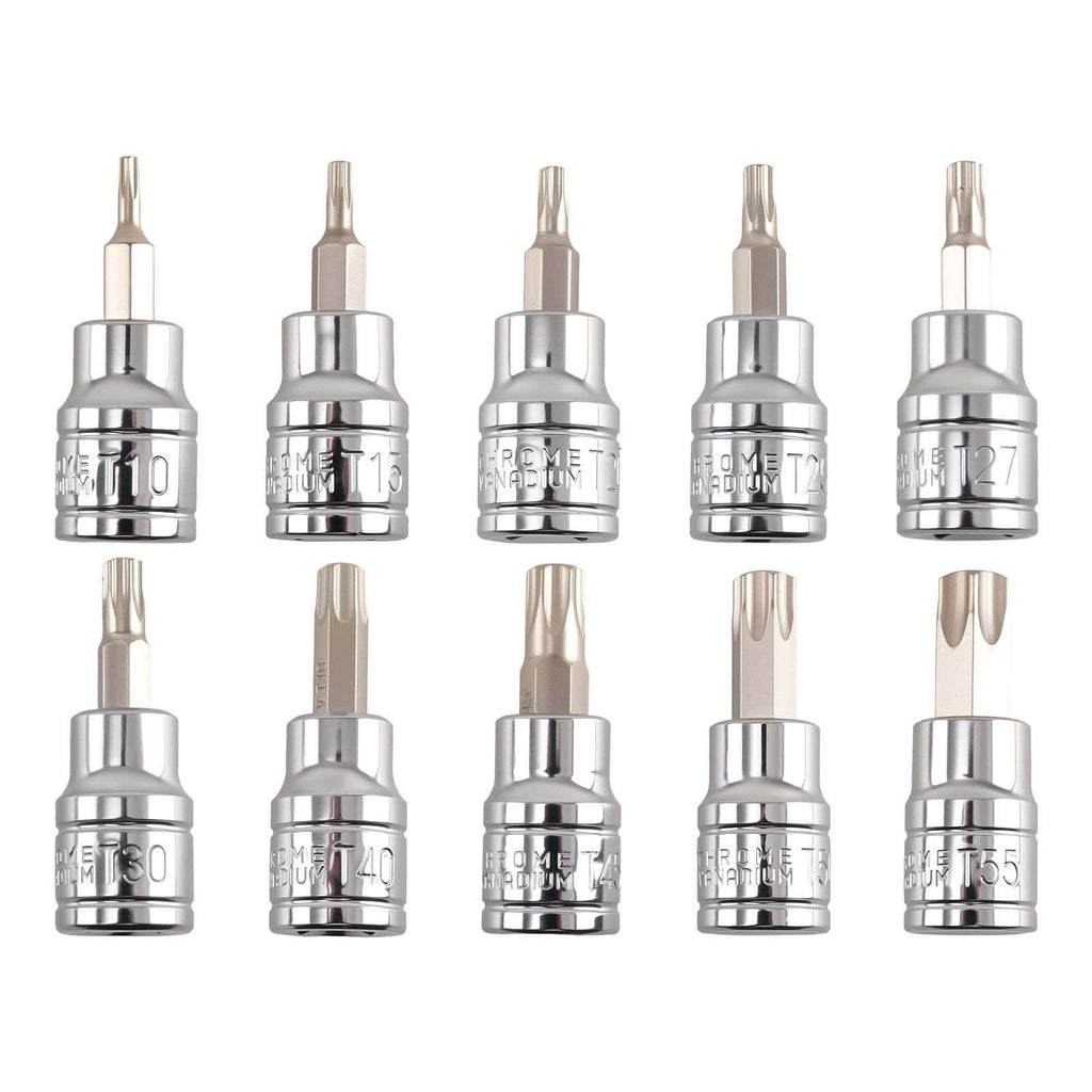 Neu 10 Teile Steckschlüssel Stern-Bit 3/8 Zoll T10-T55 CRV 48mm Set
