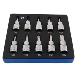 Neu 10 Teile Steckschlüssel Stern-Bit 3/8 Zoll T10-T55 CRV 48mm Set