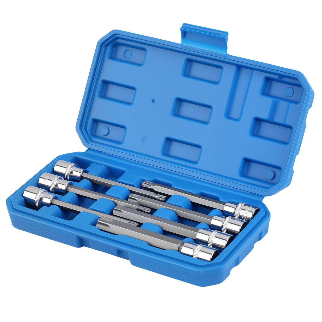Neu 110mm Extra Lang Stern Bit Set 8tlg 3/8 Antrieb CRV T25 T30 T40-T60