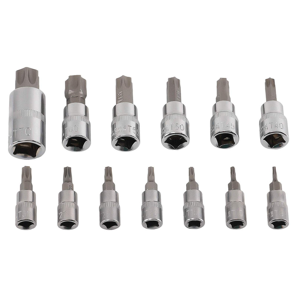 Neu 13-teilig CRV Steckschlüsselsatz 1/4 3/8 1/2 Zoll Bits T8 bis T70