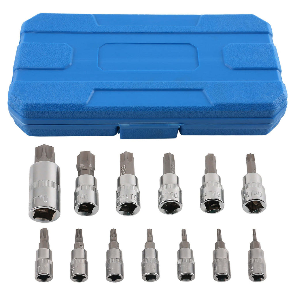Neu 13-teilig CRV Steckschlüsselsatz 1/4 3/8 1/2 Zoll Bits T8 bis T70