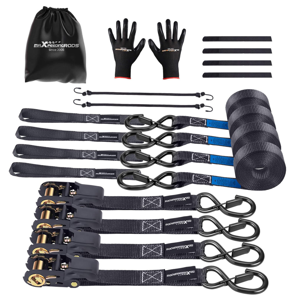 Neu 4x Spanngurte mit Ratsche und Haken Zurrgurte Spanngurt LKW 997kg 4,5m Schwarz