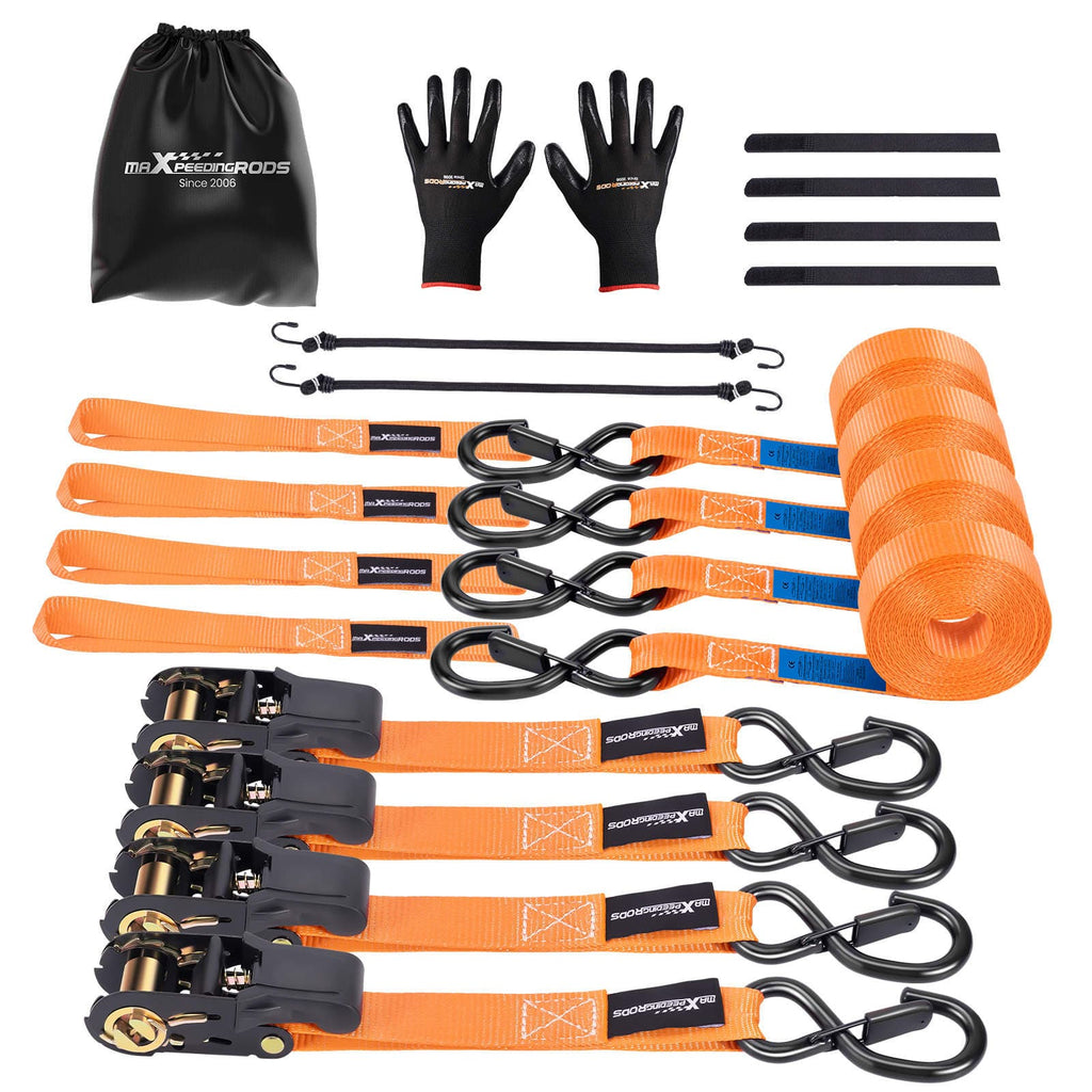 Neu 4x Spanngurte mit Ratsche und Haken Zurrgurte Spanngurt LKW 997kg 4,5m Orange