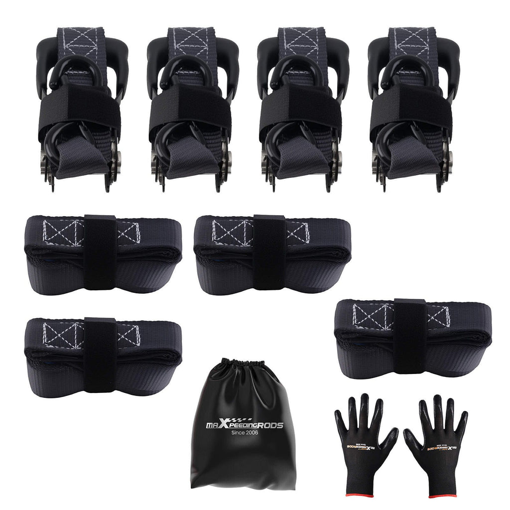 Neu 4x SpanngurteRatsche LKW 5208 lb 2,4m S-Haken Schwarz S-Haken Sicherheitsclip
