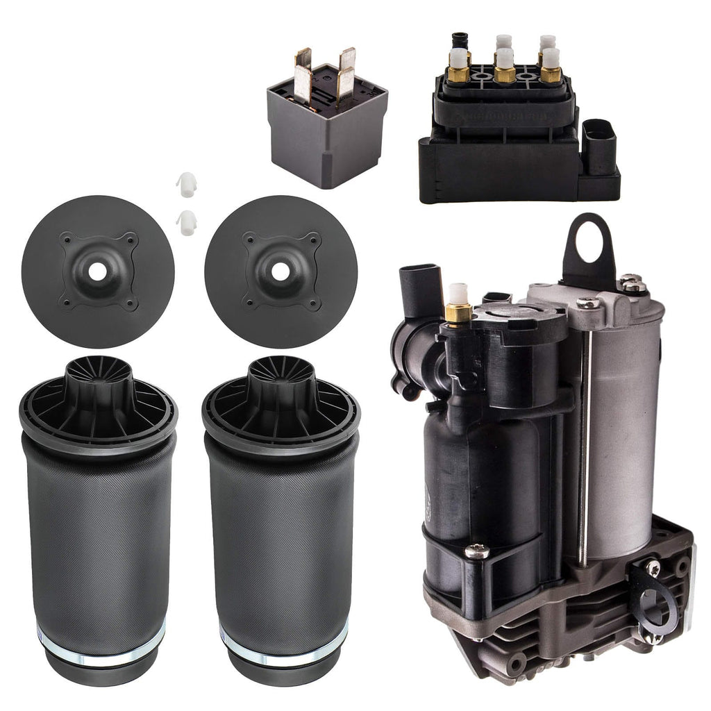 Neu 2X Hinten Luftbalg + Kompressor mit Ventilblock kompatibel für Mercedes ML GL W164 X164