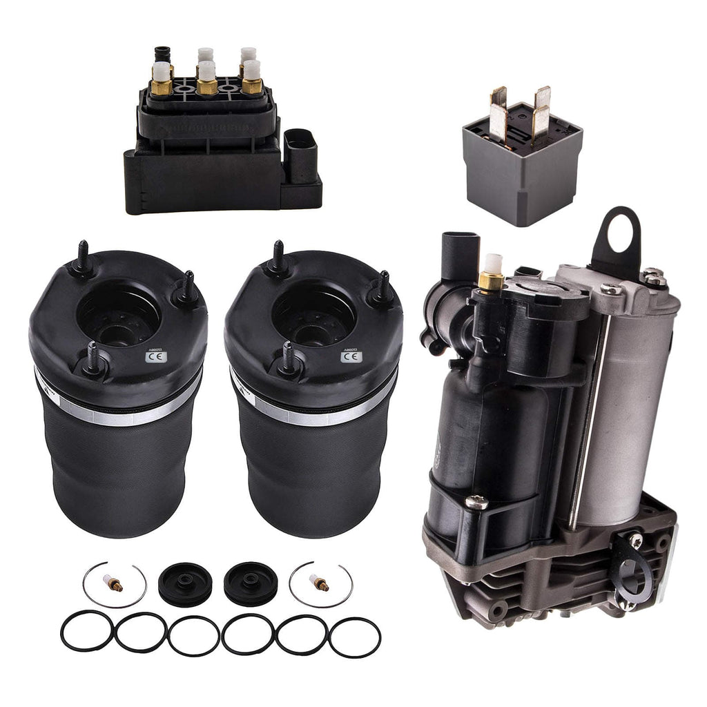 Neu 2X Luftfeder Vorne + Kompressor + Ventilblock kompatibel für Mercedes ML W164 GL X164