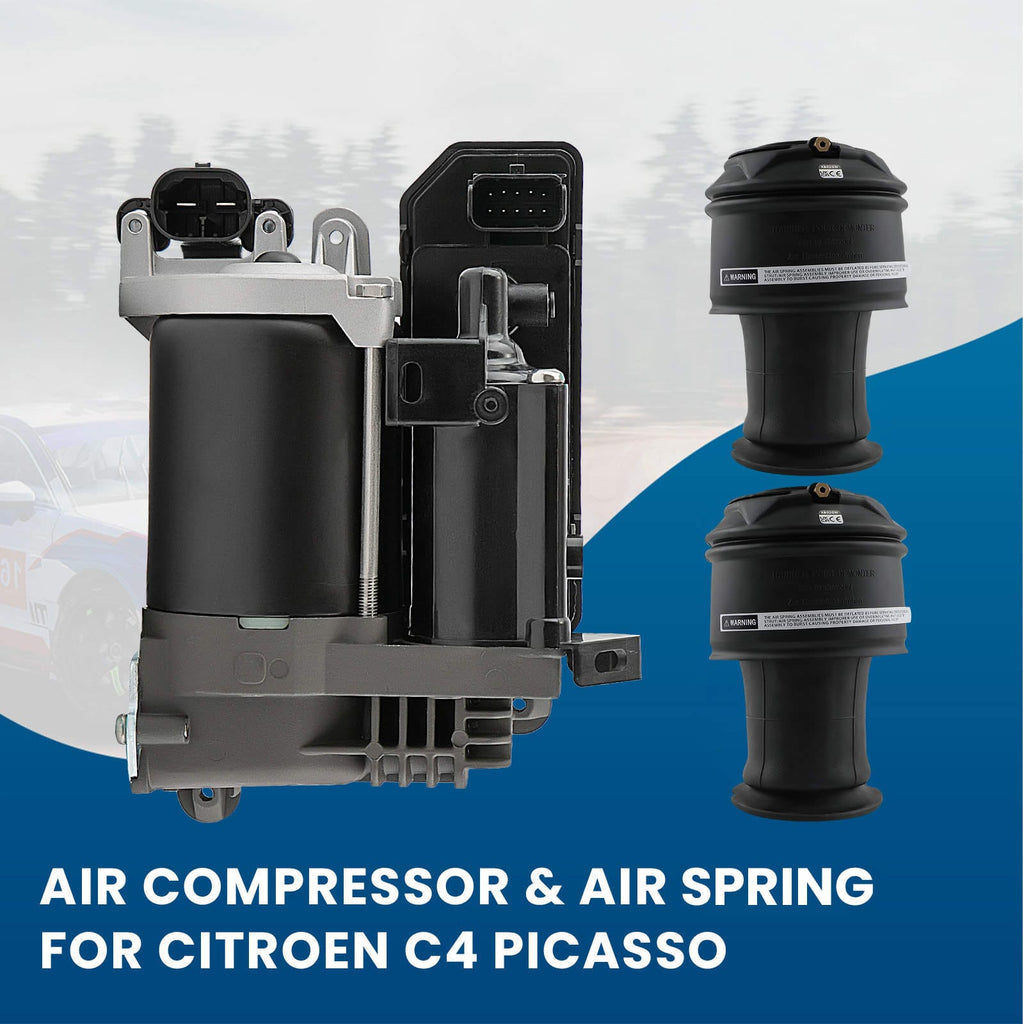 Neu 2X Hinten Luftfederbalg + Kompressor kompatibel für Citroën C4 Grand Picasso I UA 5102R8