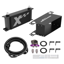 Neu 16 Reihen Motor Ölkühler Universal Kit AN10 Aluminium Thermostat Luftführung Set
