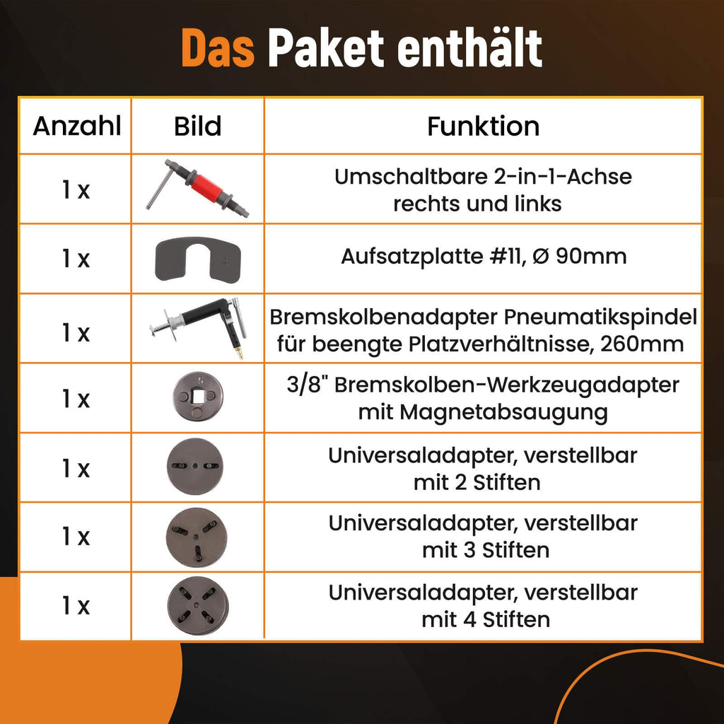 Neu Tools Universal Bremskolben-Rückstell-Werkzeug-Satz, 8-tlg 150.1964