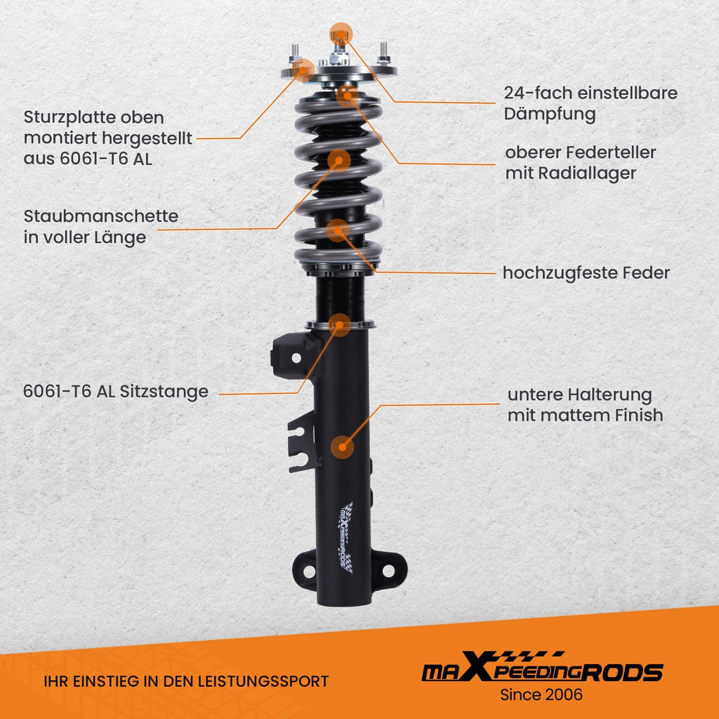New 24 Stufen Dämpfung Einstellbar Gewindefahrwerk kompatibel für BMW E36 320i 323i 325i 328i