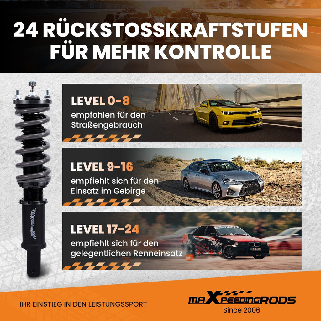 New maXpeedingrods Gewindefahrwerk kompatibel für Honda Civic ED2 ED3 ED4 ED6 ED7 EC8 EE9 EG1