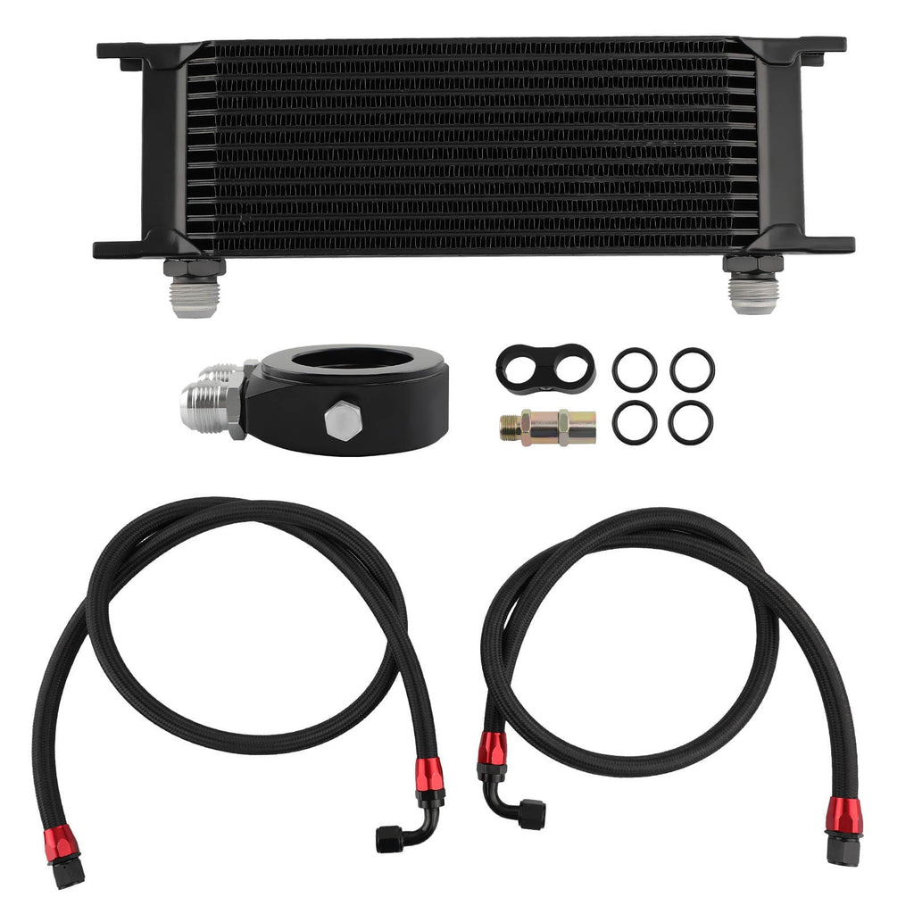 New Universal 13-Row 10AN Engine Transmission Oil Cooler Kit +Filter Adapter
