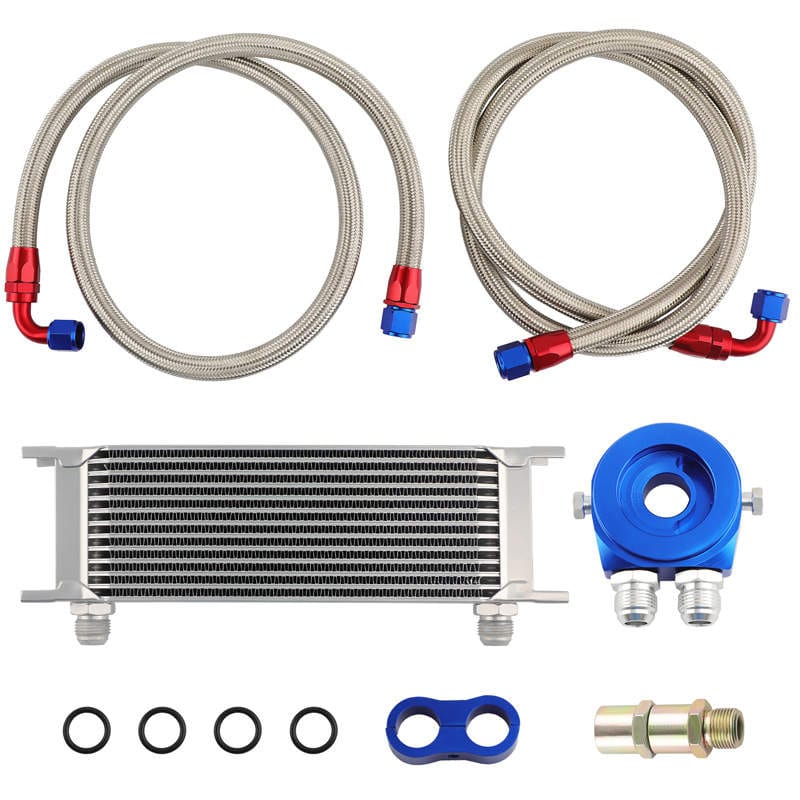 New Universal 13-Row 10AN Engine Transmission Oil Cooler Kit +Filter Ölkühler
