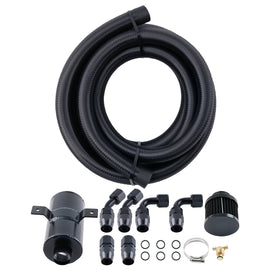 Ölfangdose 0.75L Ölauffangbehälter mit Luftfilter + AN10 Kraftstoffschlauch Anschlussstück