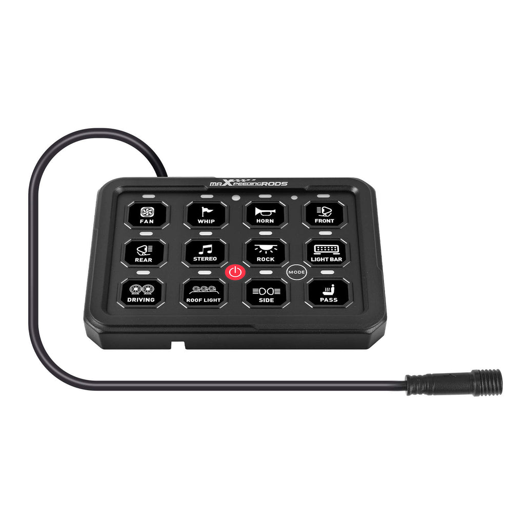 12 Gang RGB Schaltpanel For Universal Auto Pickup Truck Offroad UTV ATV Boot 80A