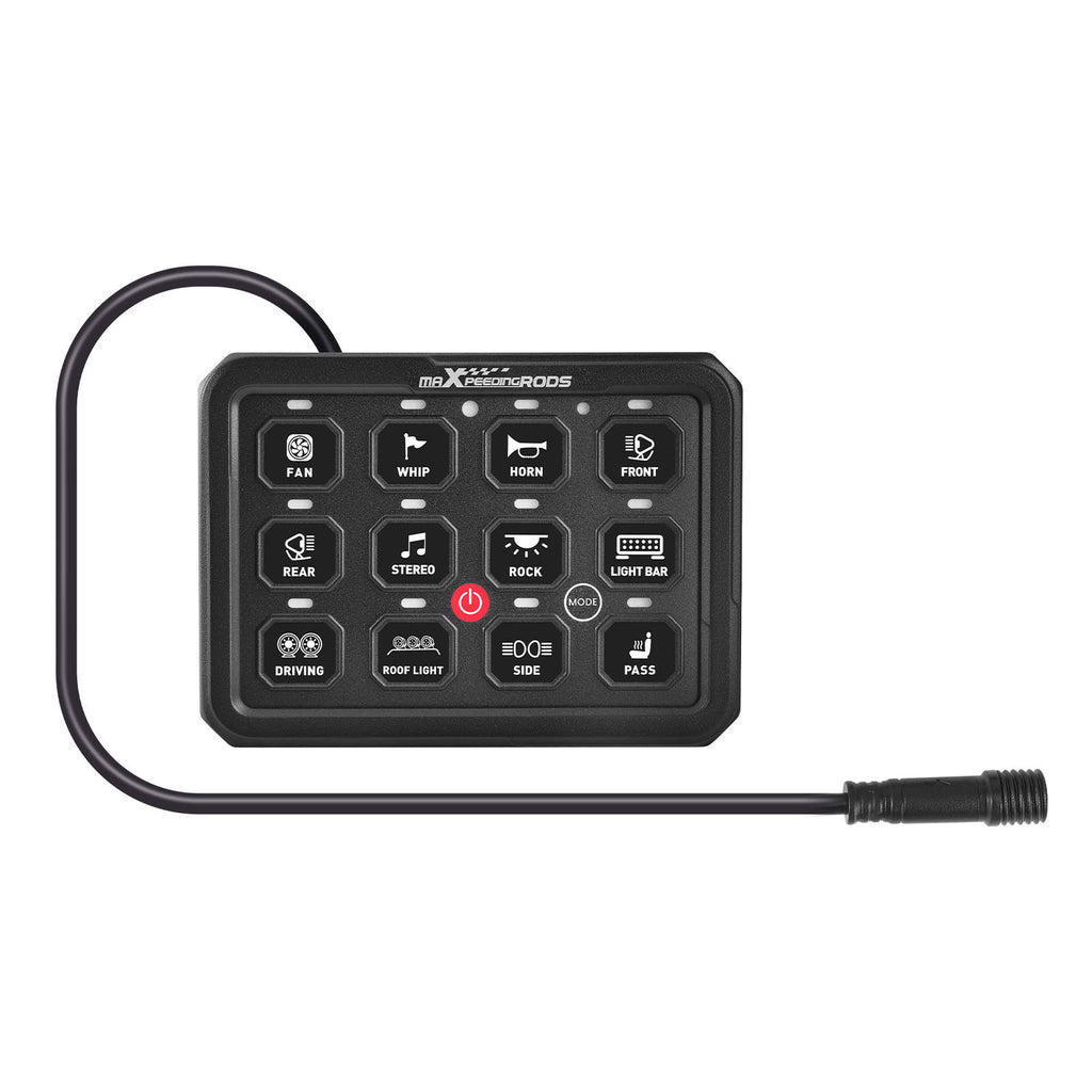 12 Gang Schalttafel Universal Auto Boot UTV ATV Touch Panel 12-24V 80A Schwarz