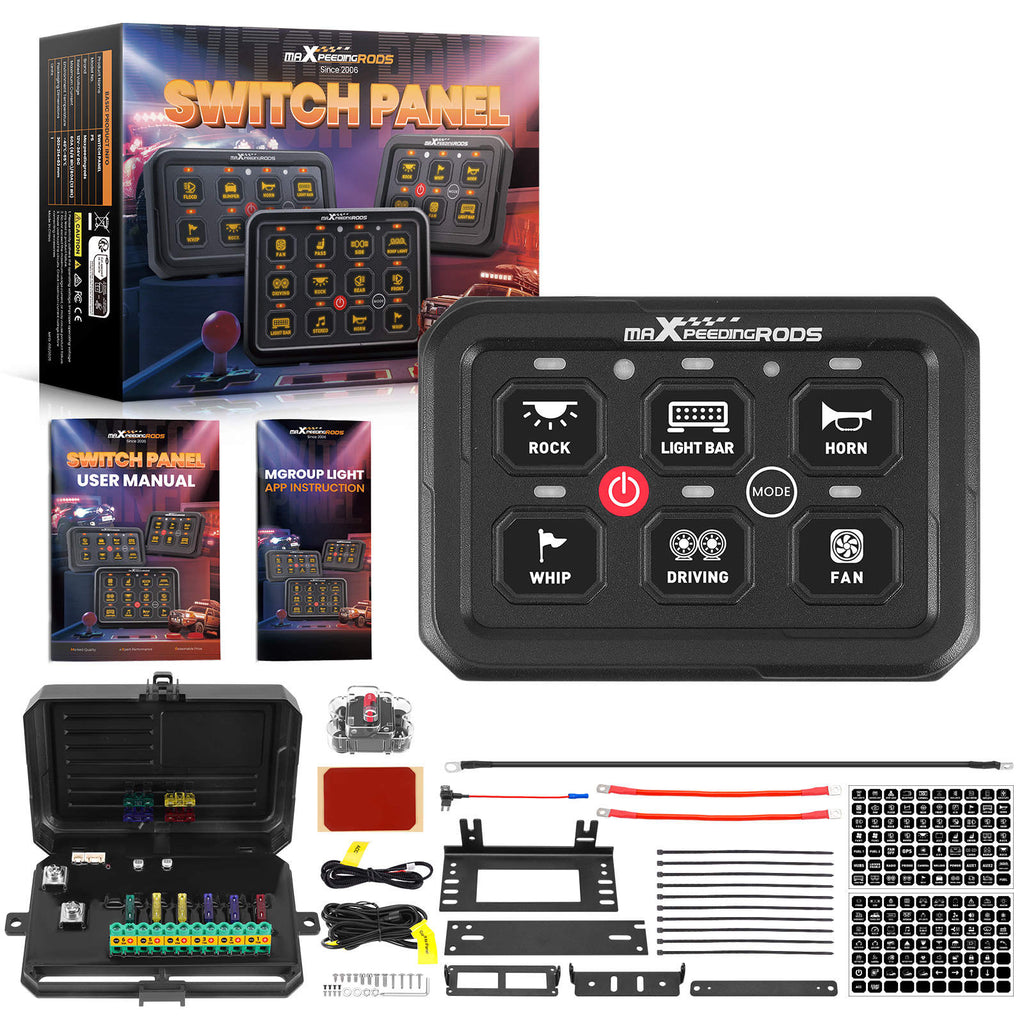 6 Gang RGB Schaltpanel Touch Control For Auto Pickup Truck Boot UTV ATV 12V-24V