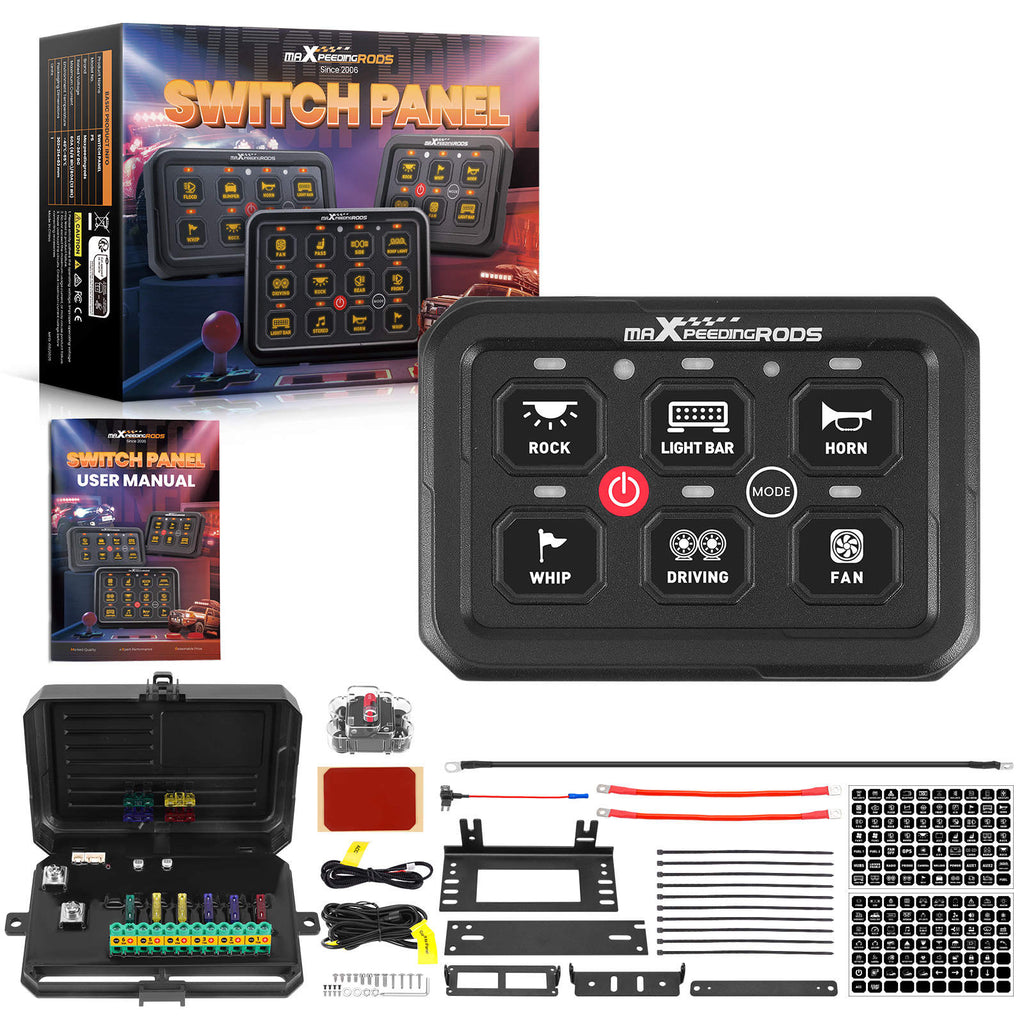 6-Gang RGB Touch Schalterpanel 12-24V 60A Universal For Auto Boot UTV Offroad