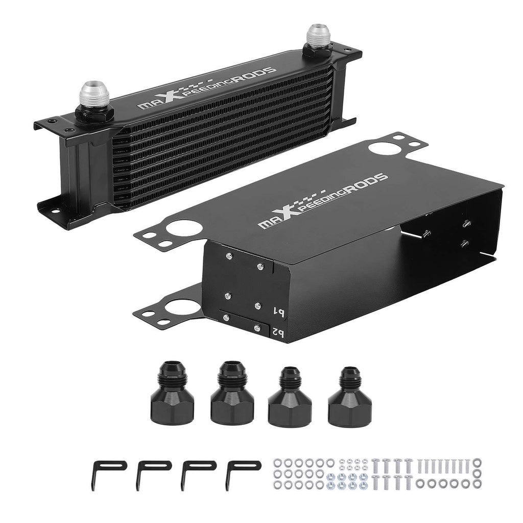 10-Reihen Motor Ölkühler Universal Aluminium Cooler Kit AN-10 mit Adapter
