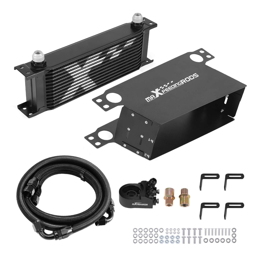 Universal 13-Reihen Ölkühler Set AN10 Aluminium mit Thermostat Adapter Kit