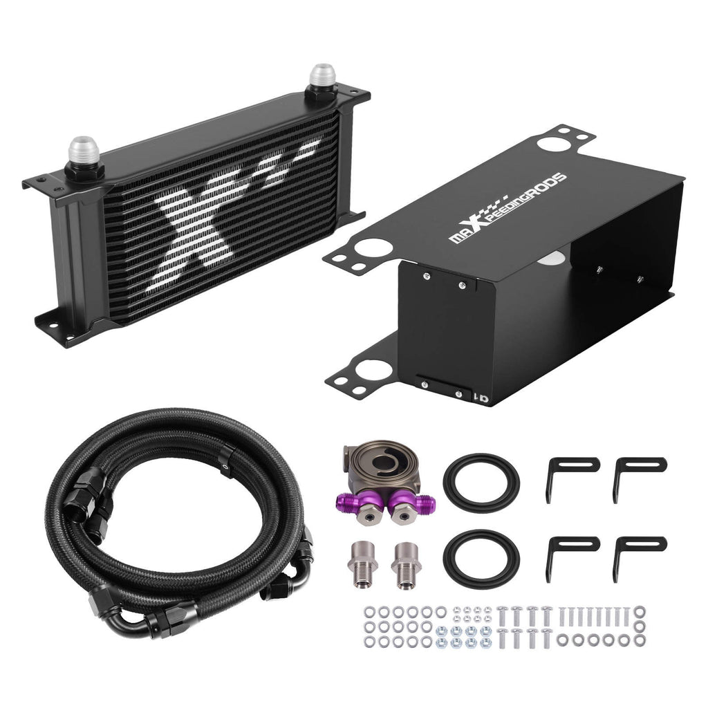 16 Reihen Motor Ölkühler Universal Kit AN10 Aluminium Thermostat Luftführung Set
