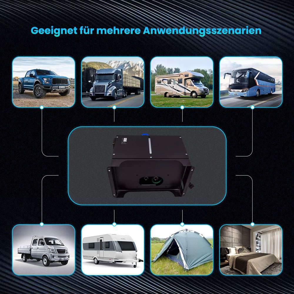 Heizlüfter Standheizung Luftheizung 5~8 KW 12V mit LCD-Display Für LKW Caravan schwarz