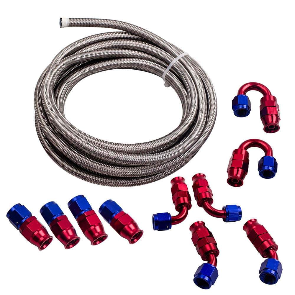 New AN6 AN-6 45° Degree Swivel Fuel Oil Cooler Braided Hose Line Fitting Flow Kit