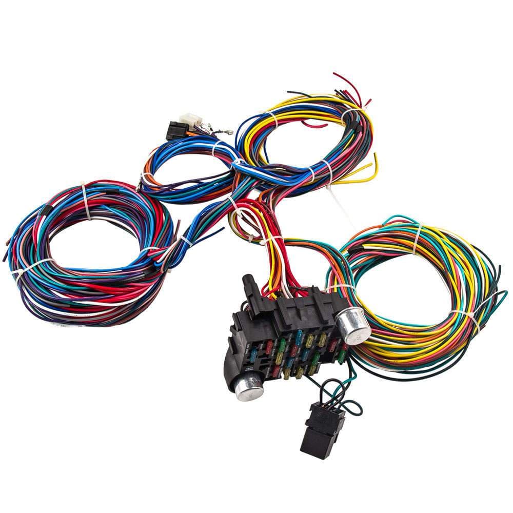 New Universal Wire Harness Kabel Kabelbaum 21 Sicherung 12V Straßen injectorharness (inkl. 19% Mwst)