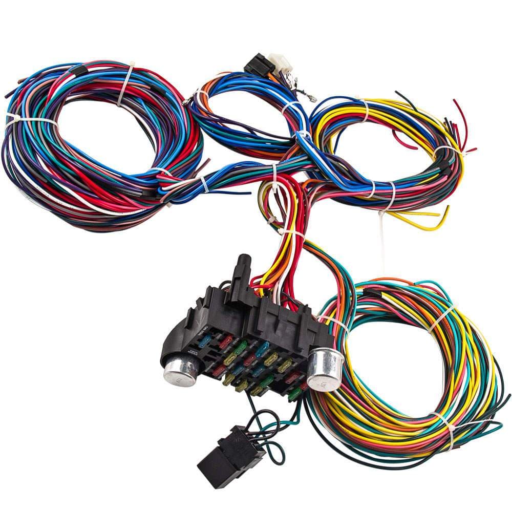 New Universal Wire Harness Kabel Kabelbaum 21 Sicherung 12V Straßen injectorharness (inkl. 19% Mwst)