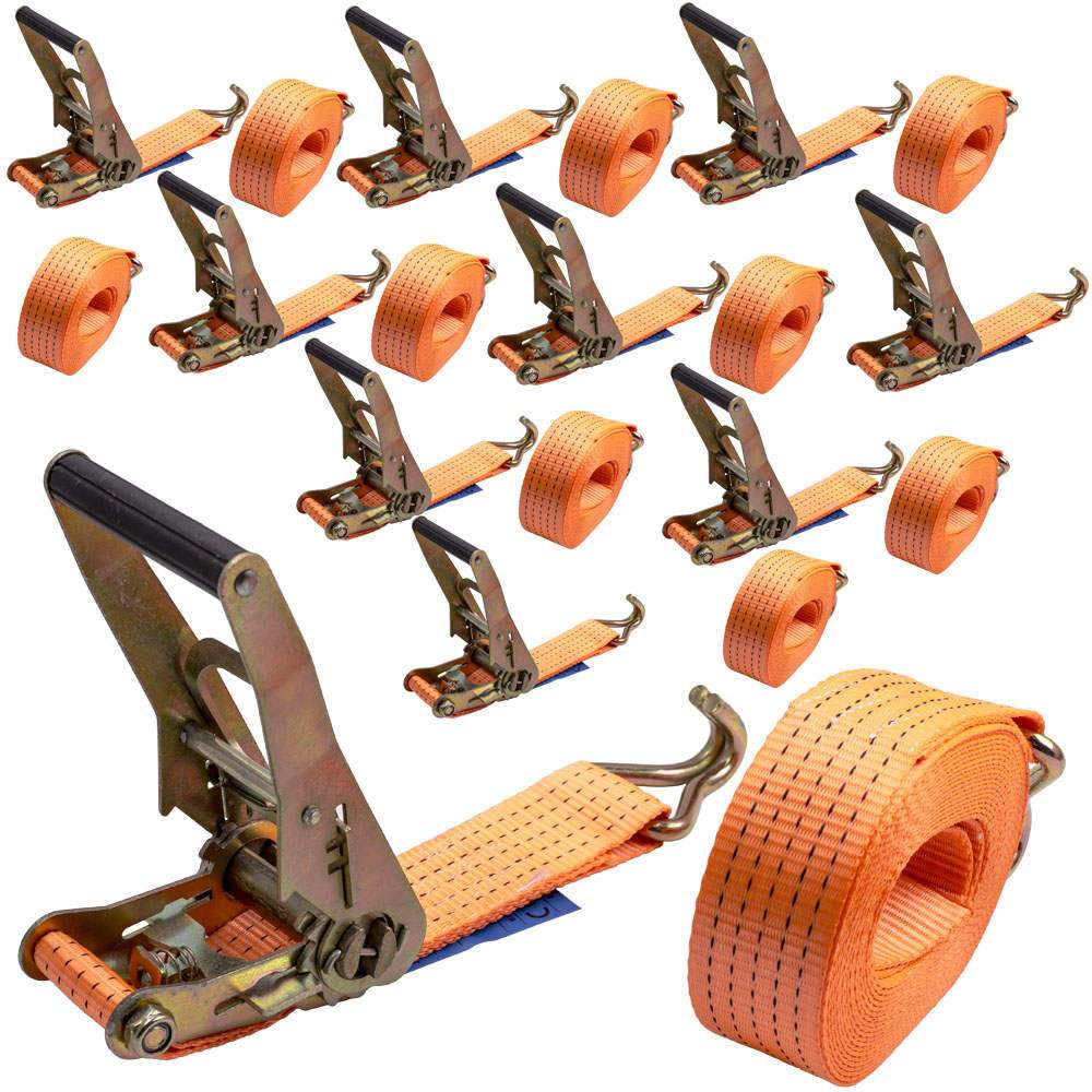 10x Spanngurt 5t 8m - Ratschengurt 50mm Mit Spitzhaken 2500daN