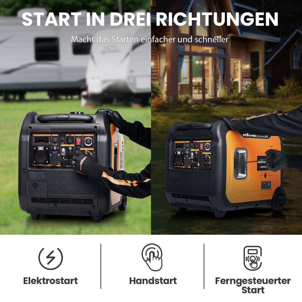 New Leiser, tragbarer Stromgenerator 5500-Watt-Benzinbetriebener mit USB, geräuscharmer Generator für Baustelle