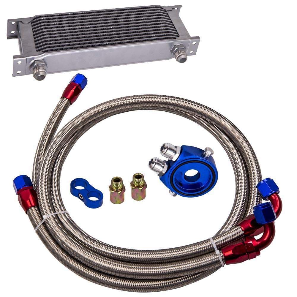 New Universal 13-Row 10AN Engine Transmission Oil Cooler Kit +Filter Ölkühler