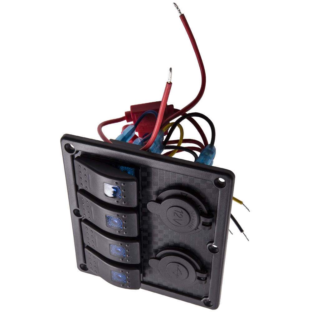 5 Gang LED Schaltpanel Schalter Schalttafel Voltmeter 12V-24V für Auto Boot