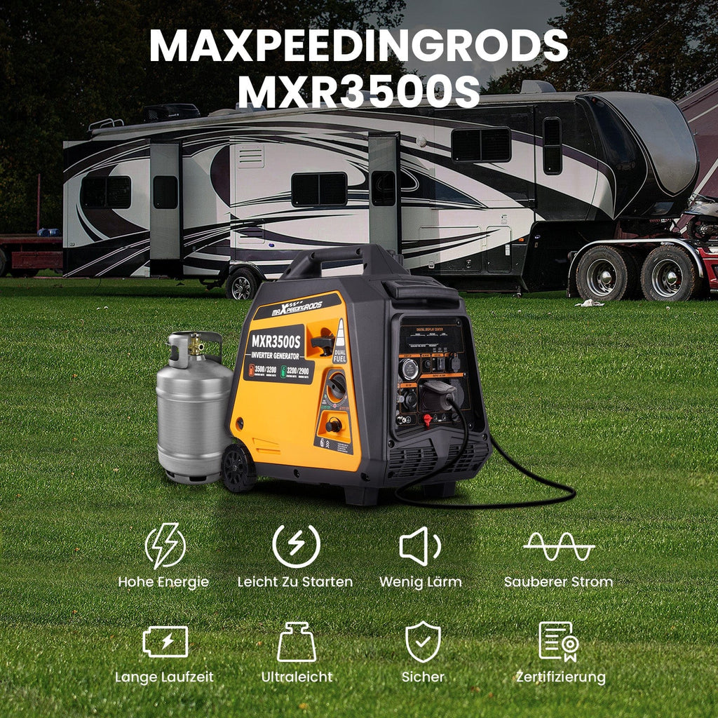 Stromgenerator maXpeedingrods Stromerzeuger 3500 W Benzin 4-Takt mit USB und 230 V Steckdosen leise und leicht für Camping