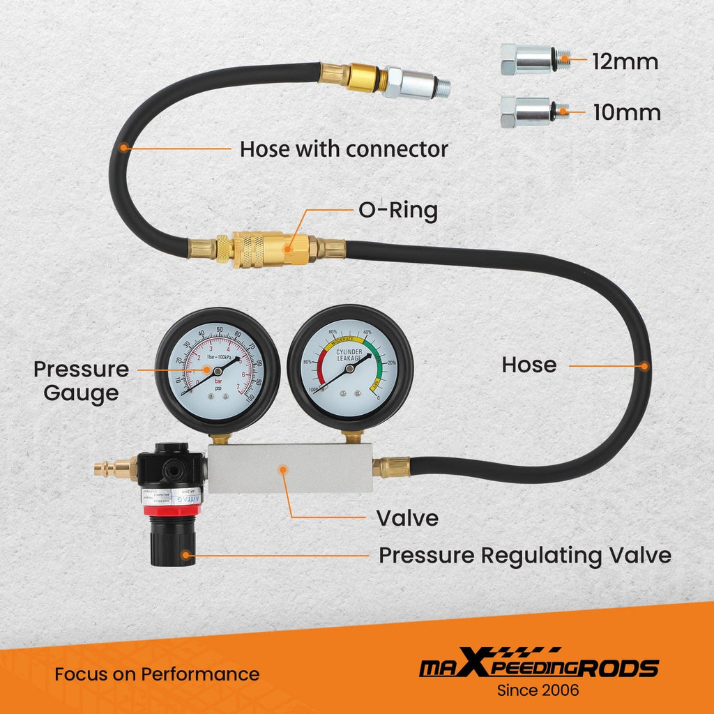 Timing Tool kit Doppeldruckanzeiger-Dichtheitsprüfer-Kit für Zylinderdruck-Lecksucher 0-100PSI